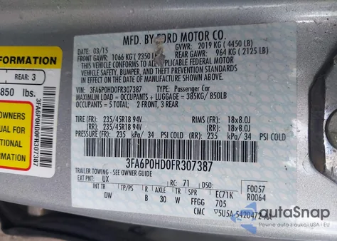 2015 Ford Fusion Se from USA, damaged, VIN 3FA6P0HD0FR307387